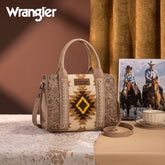 Wrangler Tooled Aztec Pattern Print Concealed Carry Tote/Crossbody
