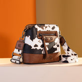 Wrangler Zippered Cow Print Crossbody Bag
