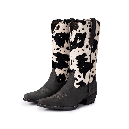 Montana West Women's Western Cow Print Cowgirl Boots - Full Grain Leather, Snip Toe