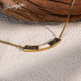 Wrangler Natural Stone Gold Engraved Necklace