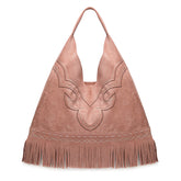 Montana West Boot Stitch Fringe Large Hobo Bag