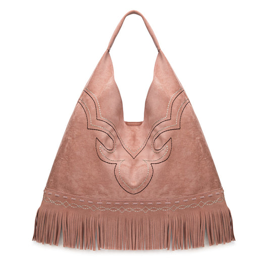 Montana West Boot Stitch Fringe Large Hobo Bag