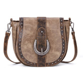 Montana West Western Buckle Studded Saddle Crossbody Bag