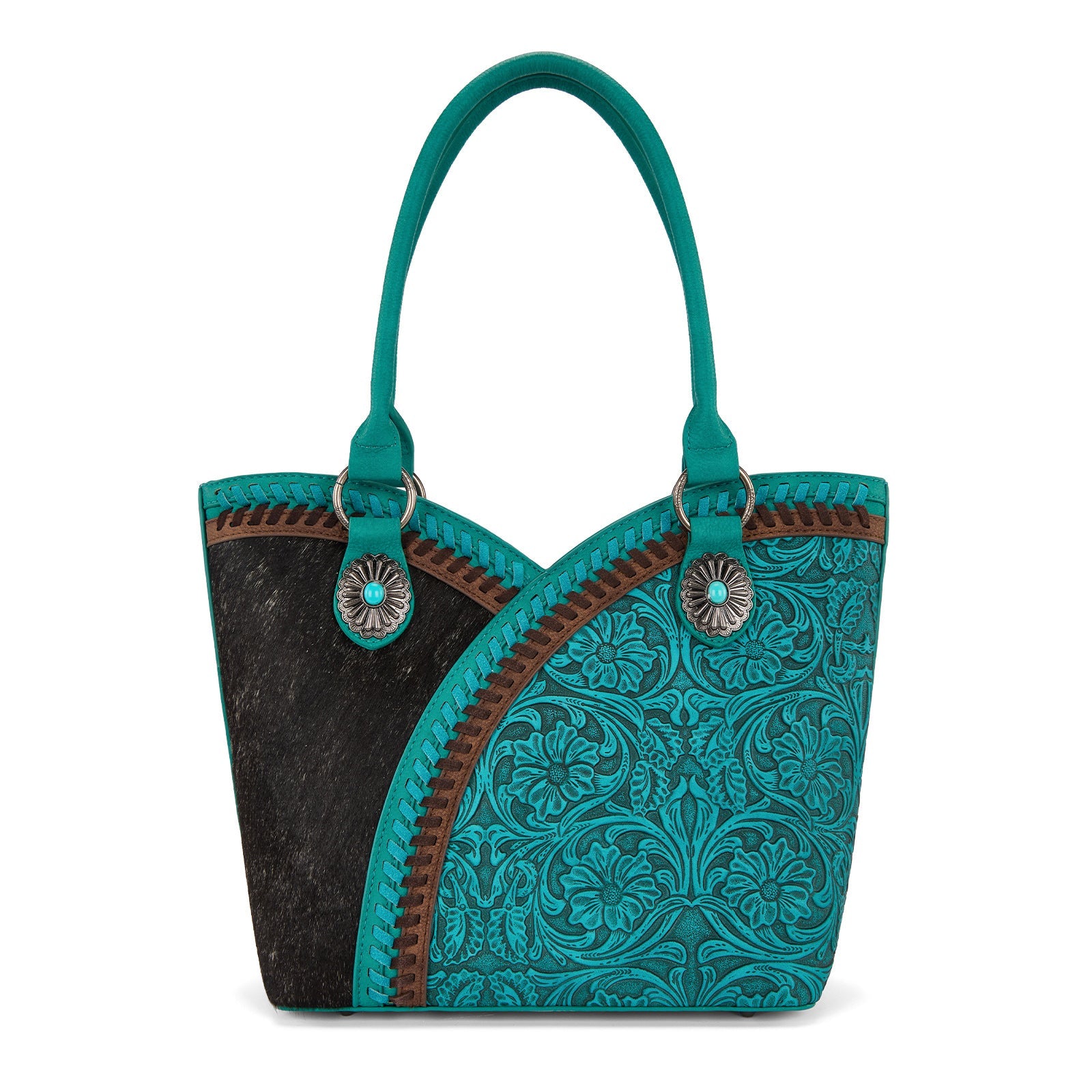 Montana West Tooled & Cowhide Whipstitch Tote Bag – Western Wears