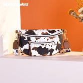 Montana West Zippered Cow Print Belt Bag