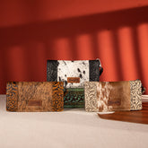 Wrangler Hair-On Cowhide Floral Tooled Wristlet