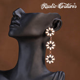 Rustic Couture's Bohemian Natural Stone Floral Drop Earrings