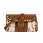 Trinity Ranch Western Cowhide Buckle Crossbody Wallet Bag