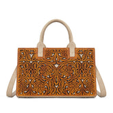 Trinity Ranch Floral Tooled Leather Western Satchel Tote Bag