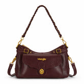 Wrangler Burgundy Shoulder Bag with Chain Strap & Turn-Lock Front Pocket