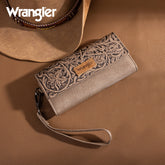 Wrangler Western Floral Tooled Tri-fold RFID Wallet/Wristlet