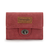 Wrangler Floral Embossed RFID Trifold Wallet Burgundy