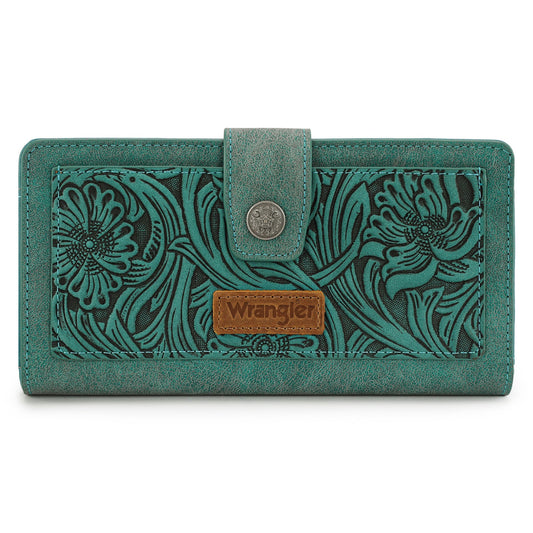Wrangler Western Floral Tooled RFID Wallet