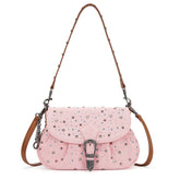 Wrangler Western Rhinestone Denim Flap Crossbody Shoulder Bag