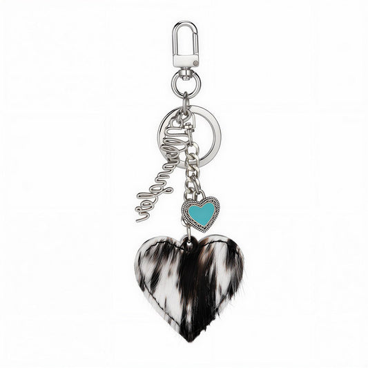 Wrangler Cowhide Heart Bag Charm
