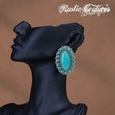 Rustic Couture's Natural Stone Oval Concho Earrings