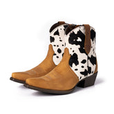 Montana West Women's Western Cow Print Cowgirl Boots - Full Grain Leather, Snip Toe