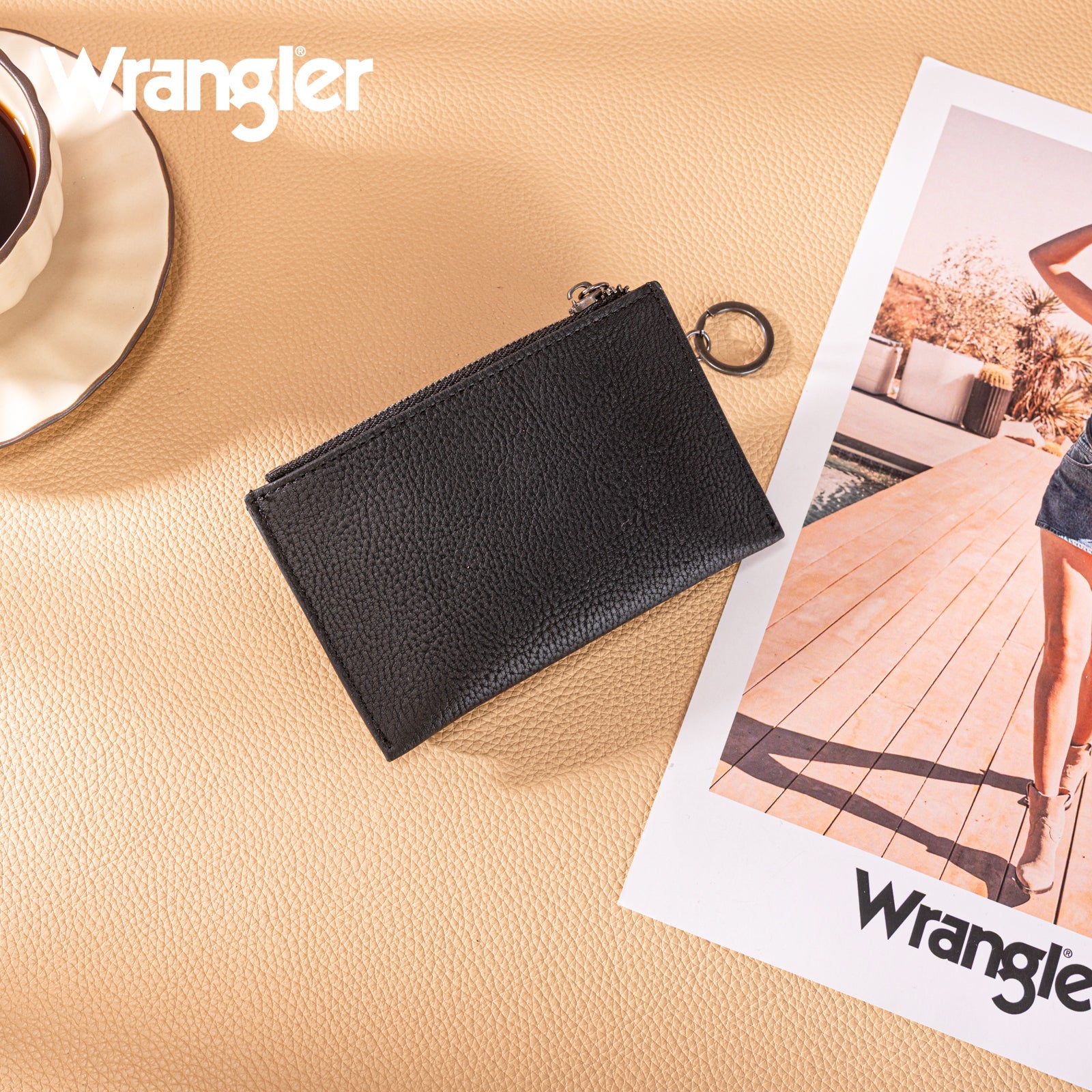 Wrangler Floral Embossed Bi-fold Wallet with Key Ring