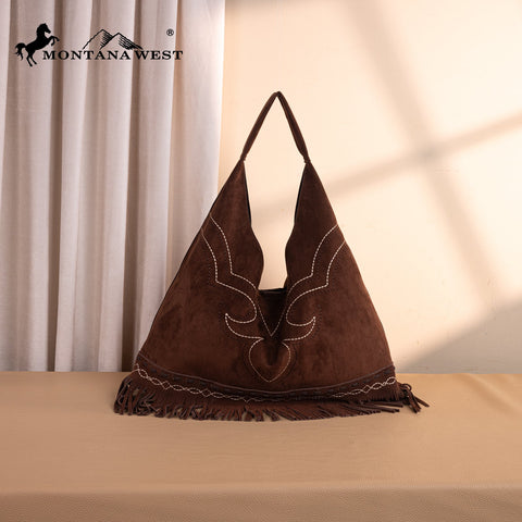 Montana West Boot Stitch Fringe Large Hobo Bag