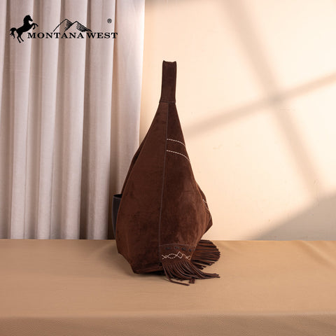 Montana West Boot Stitch Fringe Large Hobo Bag