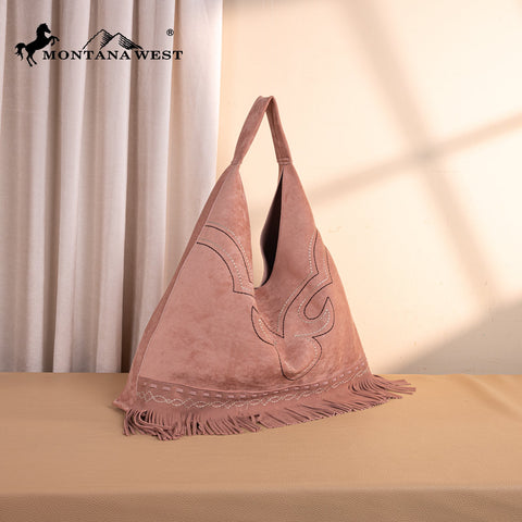 Montana West Boot Stitch Fringe Large Hobo Bag