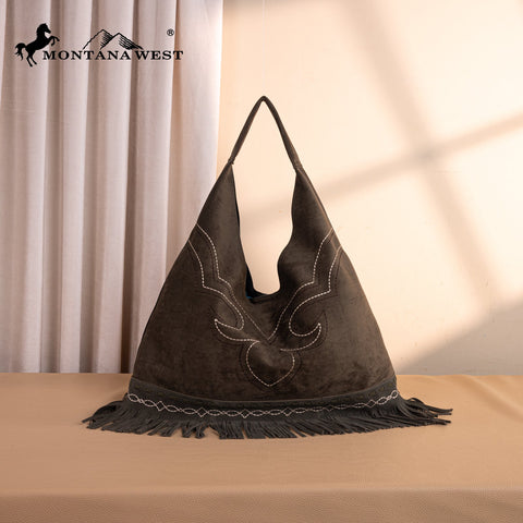 Montana West Boot Stitch Fringe Large Hobo Bag