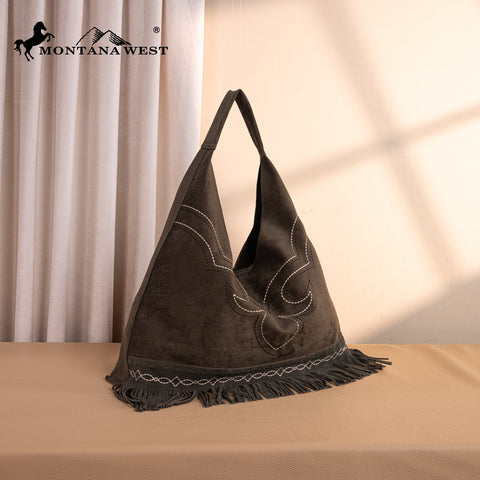 Montana West Boot Stitch Fringe Large Hobo Bag