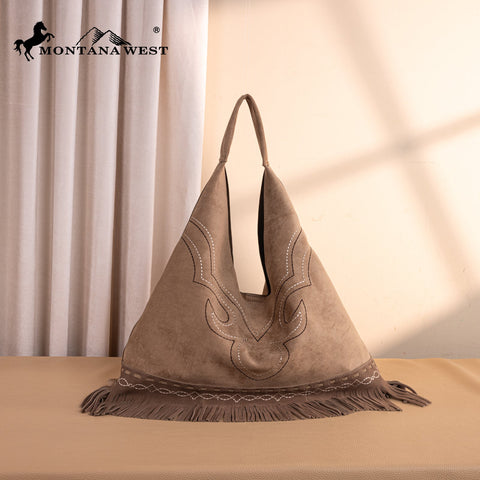 Montana West Boot Stitch Fringe Large Hobo Bag