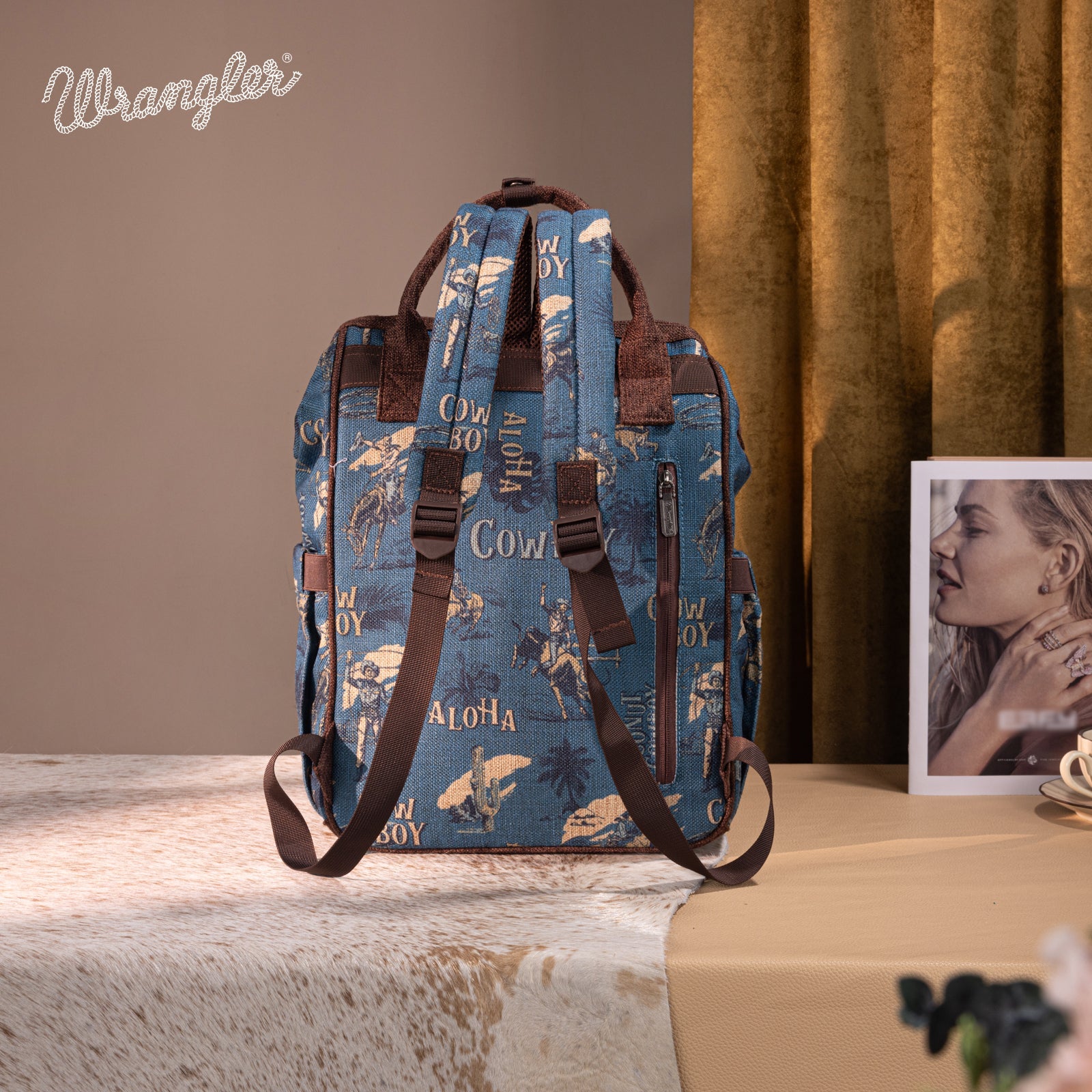 Wrangler Vintage Retro Cowboy Cool Print Backpack
