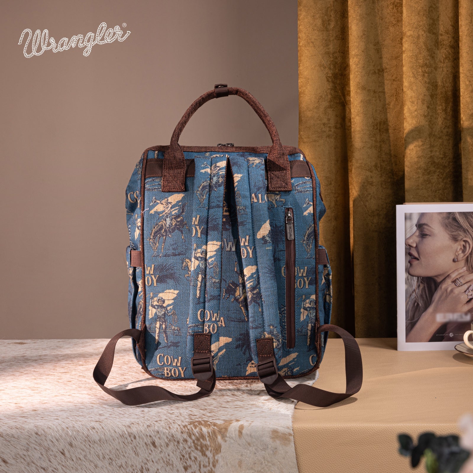 Wrangler Vintage Retro Cowboy Cool Print Backpack
