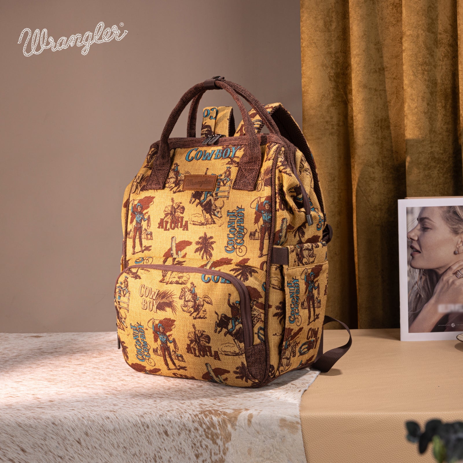 Wrangler Vintage Retro Cowboy Cool Print Backpack