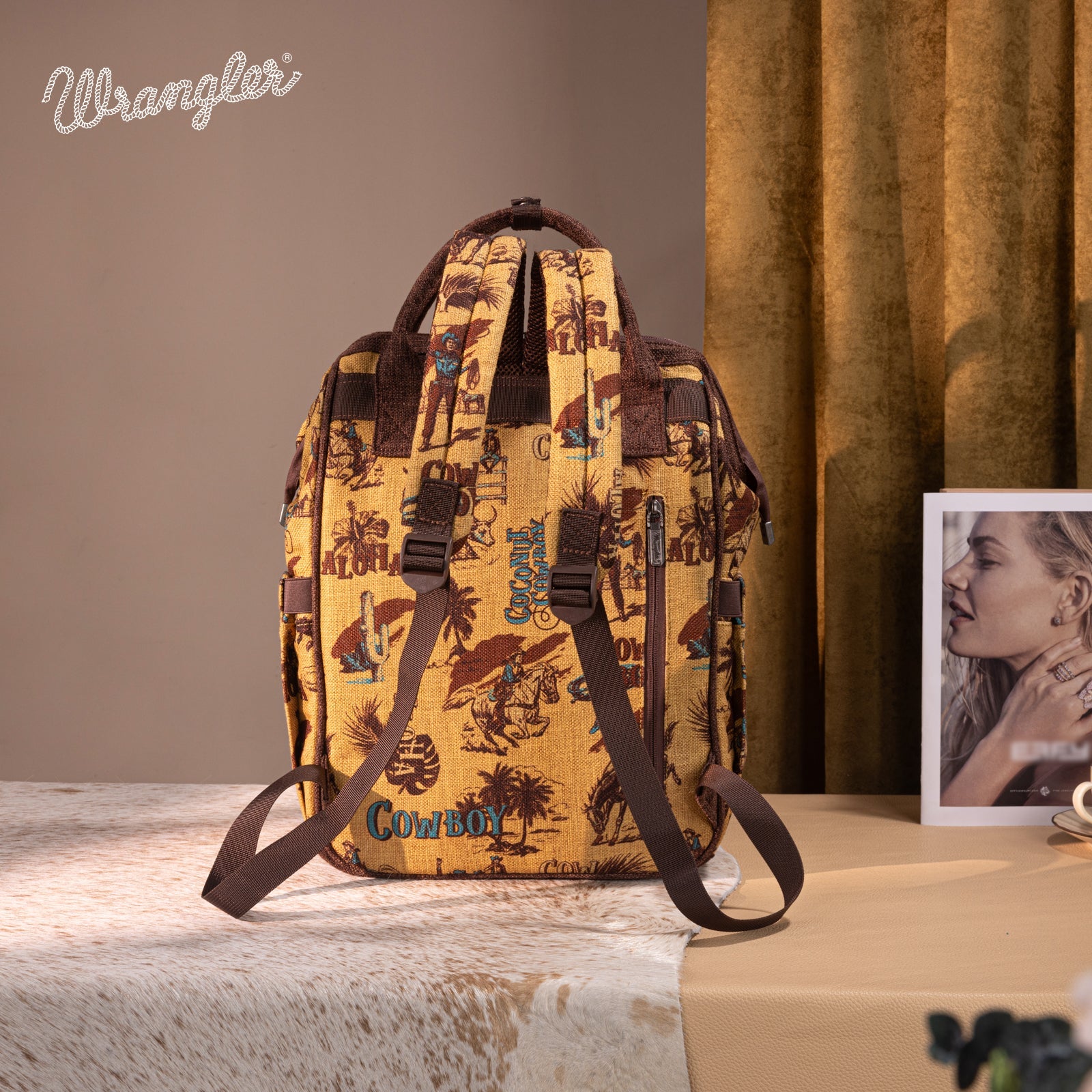 Wrangler Vintage Retro Cowboy Cool Print Backpack