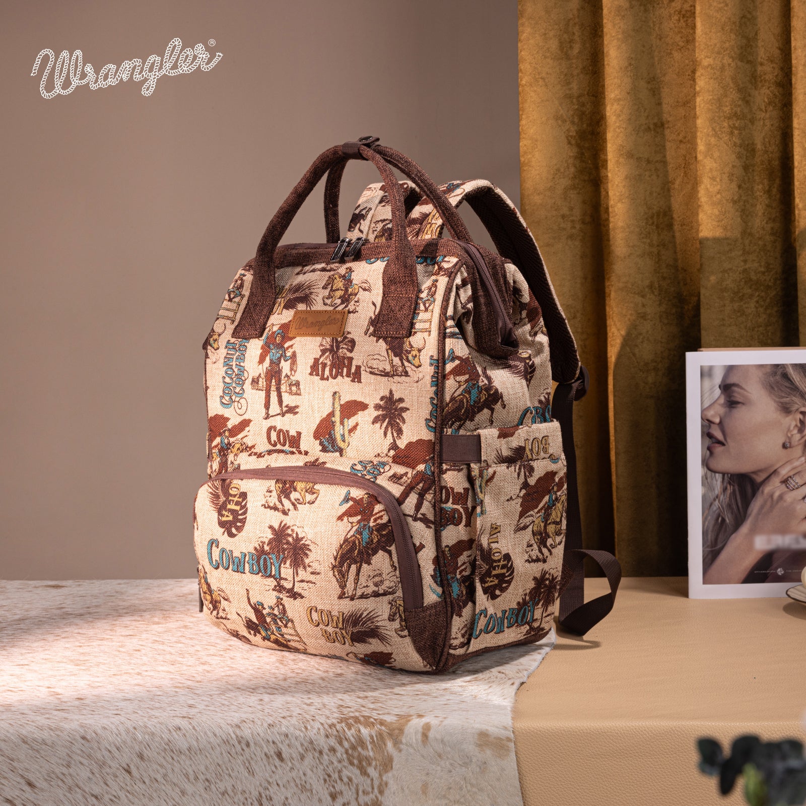 Wrangler Vintage Retro Cowboy Cool Print Backpack