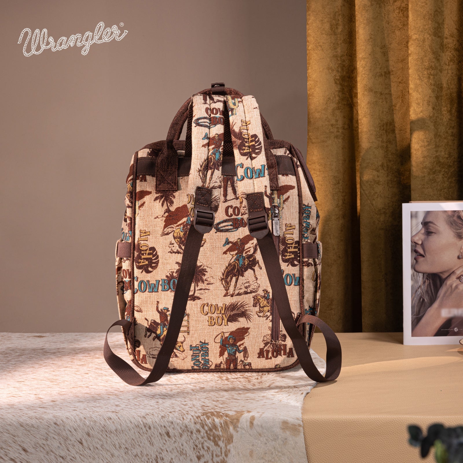 Wrangler Vintage Retro Cowboy Cool Print Backpack