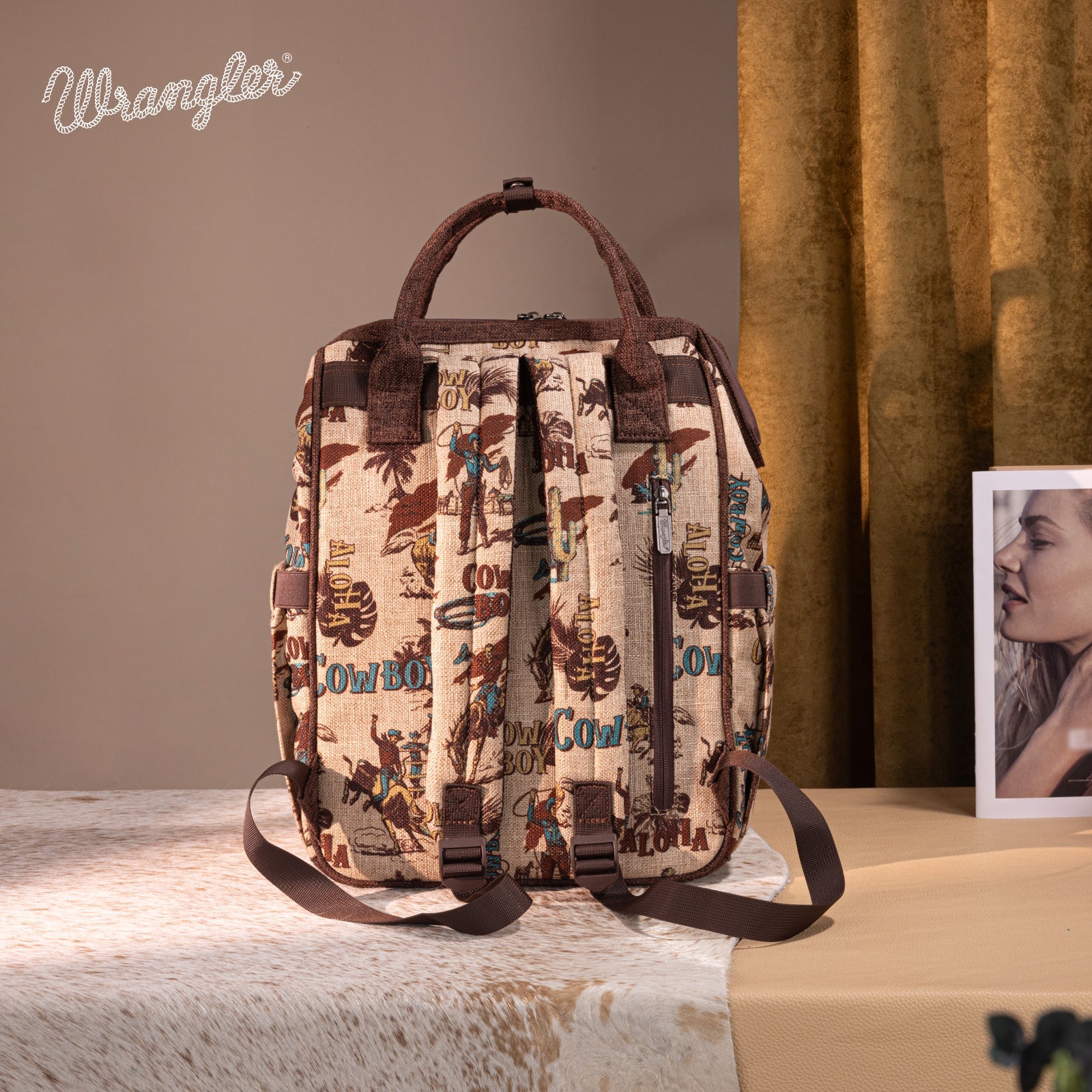Wrangler Vintage Retro Cowboy Cool Print Backpack