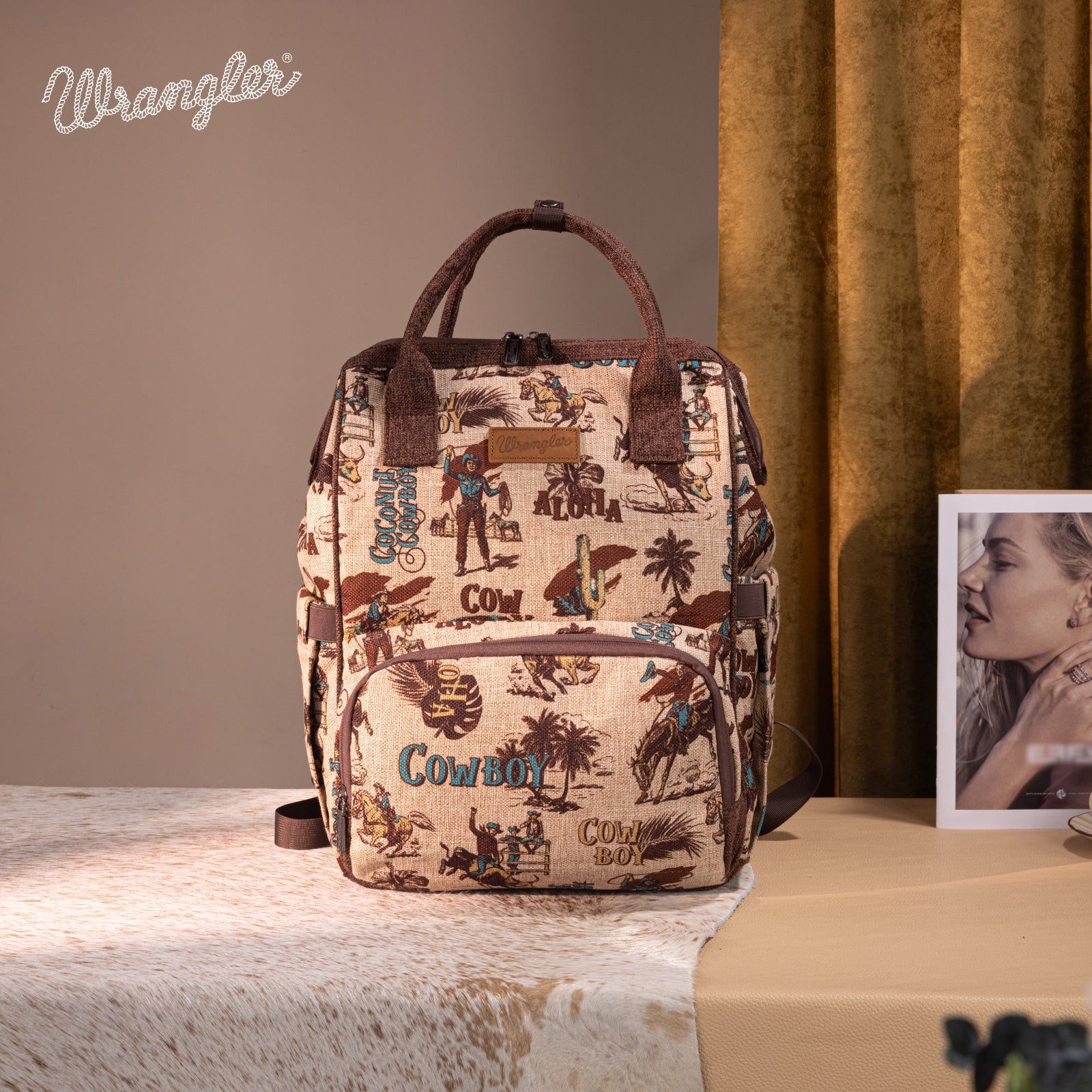 Wrangler Vintage Retro Cowboy Cool Print Backpack