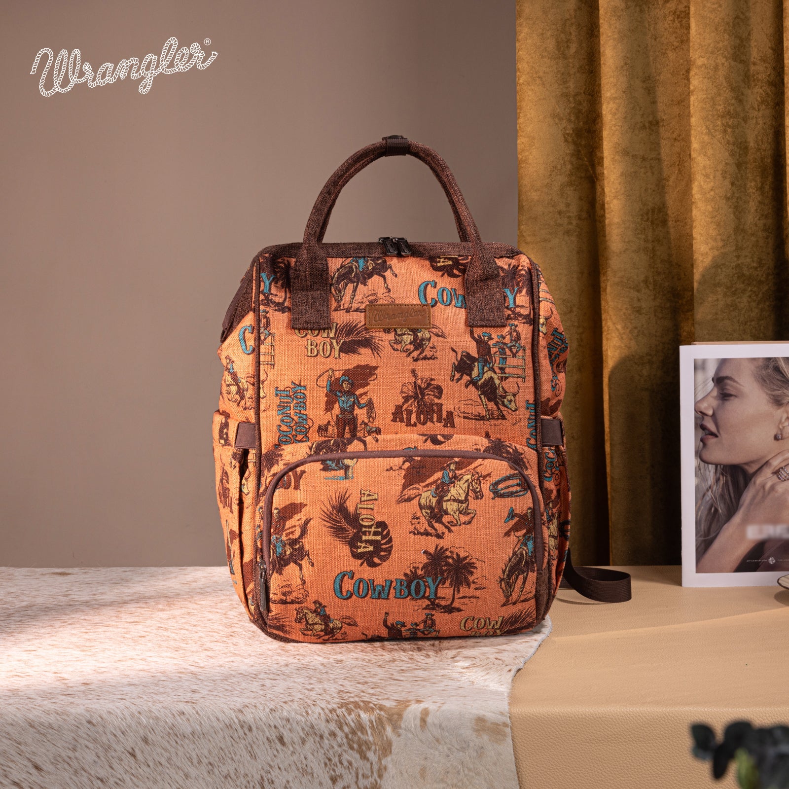 Wrangler Vintage Retro Cowboy Cool Print Backpack