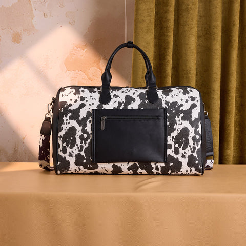 Wrangler Cow Print Fringe Duffle/Crossbody