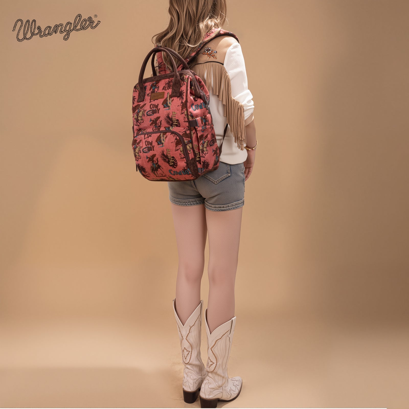 Wrangler Vintage Retro Cowboy Cool Print Backpack