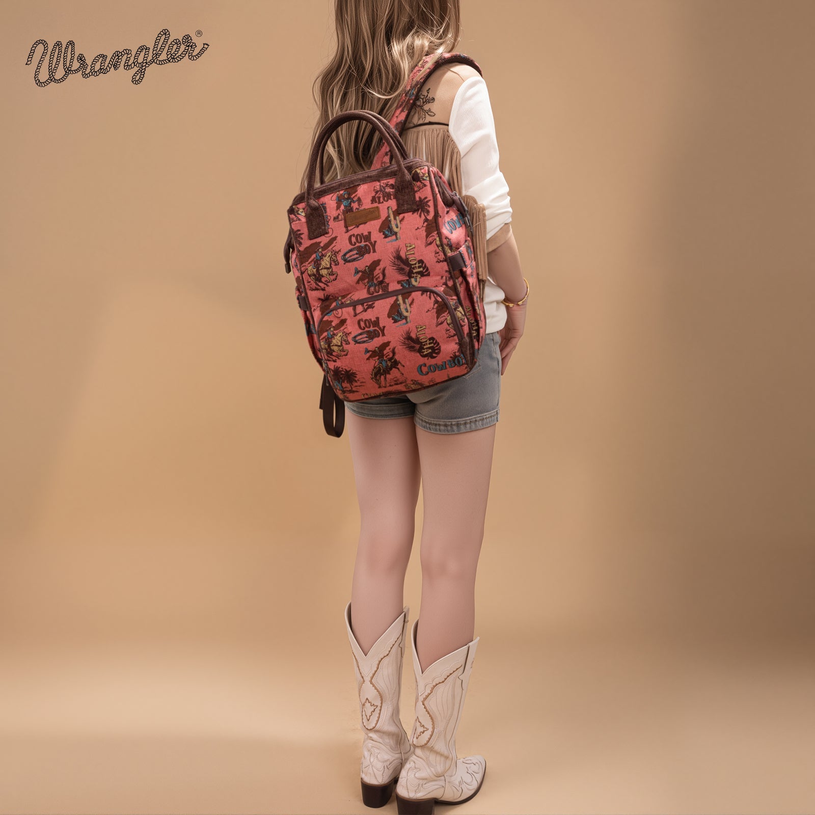 Wrangler Vintage Retro Cowboy Cool Print Backpack