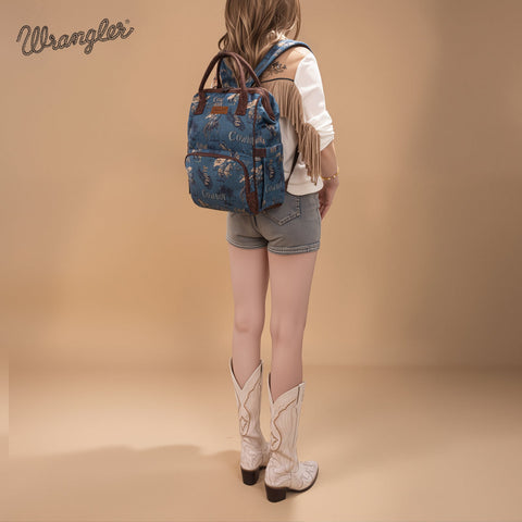 Wrangler Vintage Retro Cowboy Cool Print Backpack