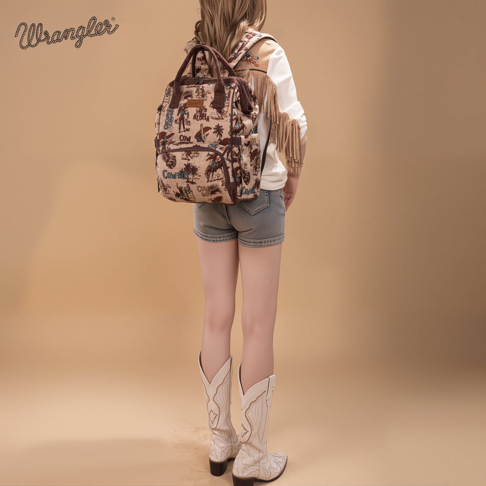 Wrangler Vintage Retro Cowboy Cool Print Backpack