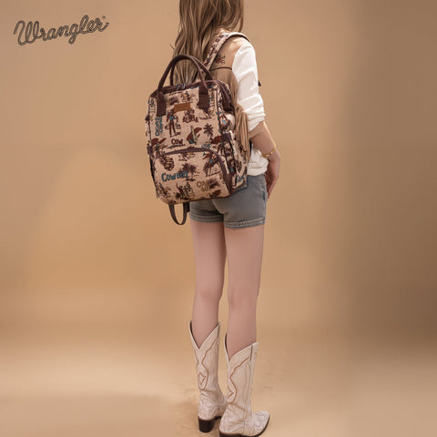 Wrangler Vintage Retro Cowboy Cool Print Backpack