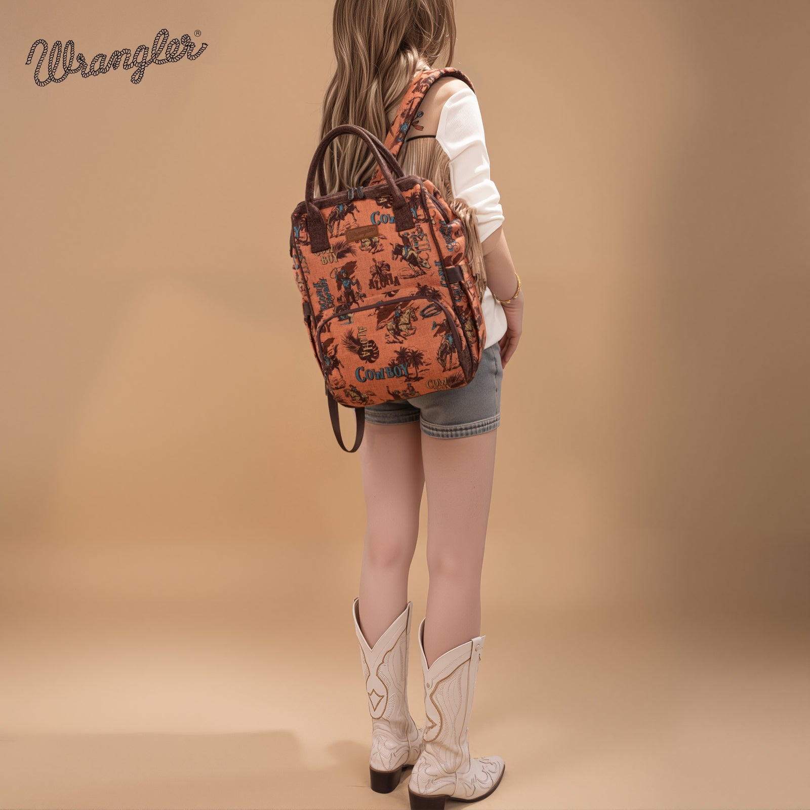 Wrangler Vintage Retro Cowboy Cool Print Backpack