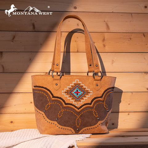 Montana West Aztec Concealed Carry Tote Bag Set