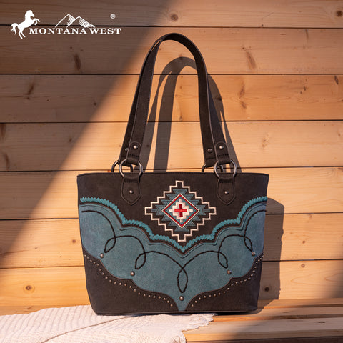 Montana West Aztec Concealed Carry Tote Bag Set