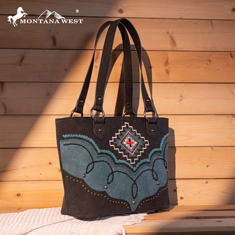 Montana West Aztec Concealed Carry Tote Bag Set