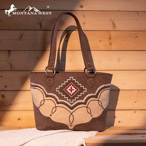 Montana West Aztec Concealed Carry Tote Bag Set