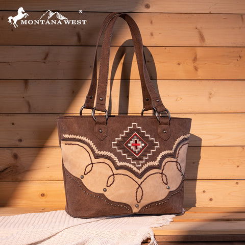 Montana West Aztec Concealed Carry Tote Bag Set