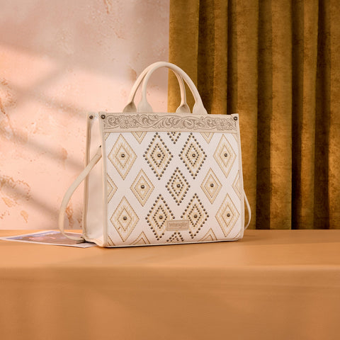 Wrangler Aztec Studded Denim Tote & Crossbody Bag